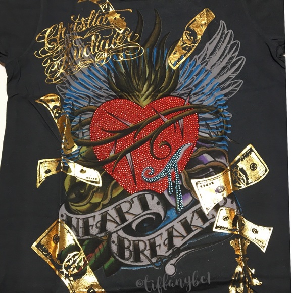 Christian Audigier Heart Breaker Rhinestone Tee - Picture 3 of 13